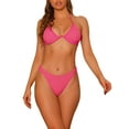 thumbnail image 1 of Conjuntos de bikini de dos piezas para mujer INSPIRE CHIC, con tirantes dobles, parte inferior triangular con lazo en la espalda, trajes de baño en color rosa caliente, talla mediana, 1 of 5