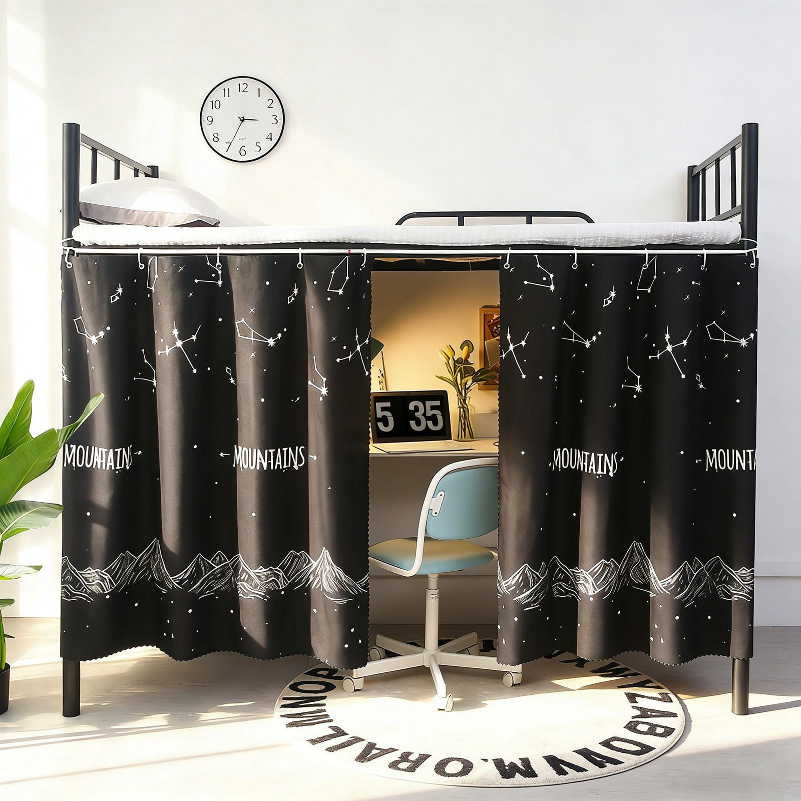 2 Panels Bottom Bunk Bed Curtains Privacy Curtains Breathable Dustproof Bed Blackout Curtains Privacy Cloth Panels Underbed Loft Bed Canopy Tent Curtain Shading Drapes for Dorm