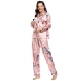 thumbnail image 5 of Women's Silk Satin Pajamas Set Button Down Classic Sleepwear Loungewear Long Sleeve Pj Set S-XL, 5 of 7