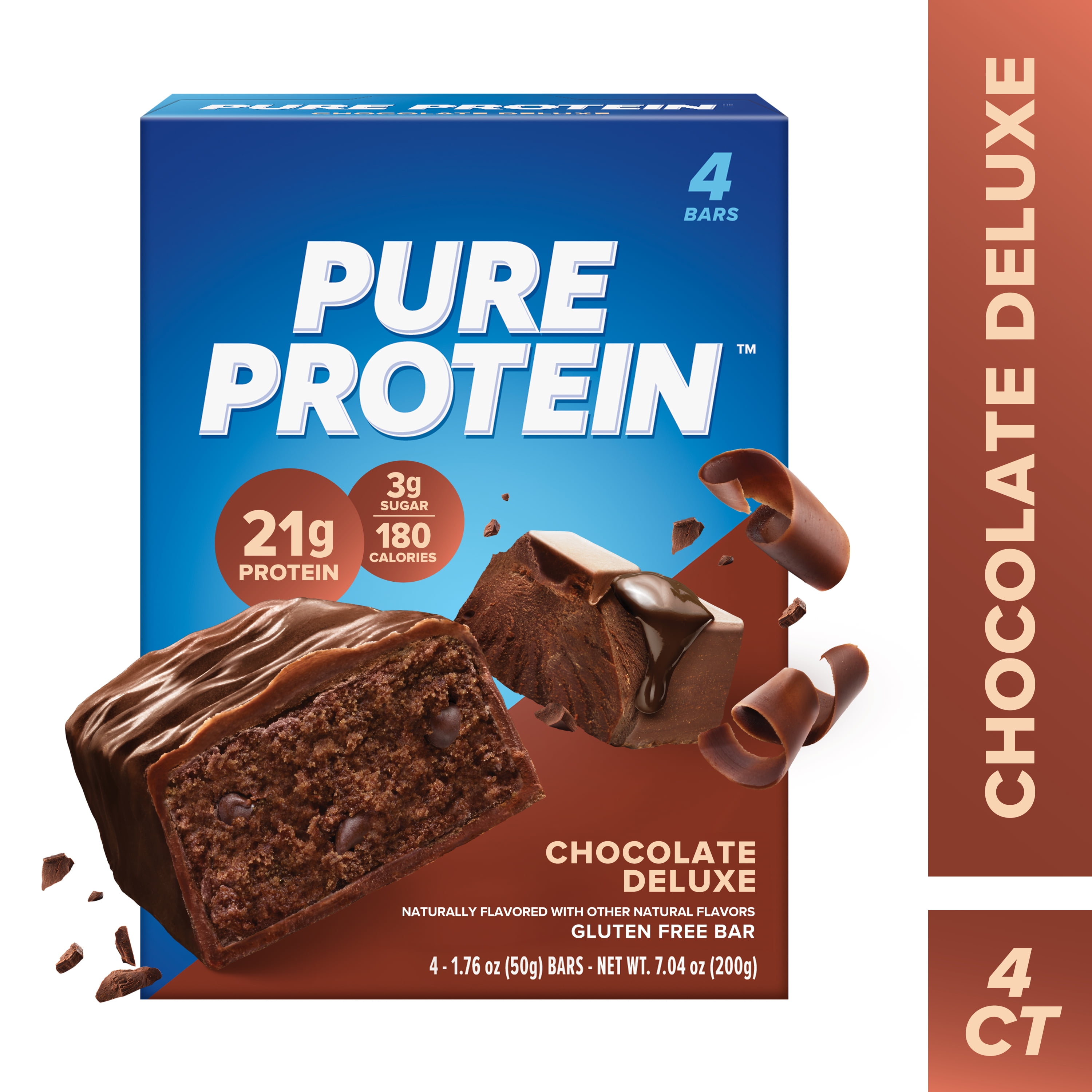 (9 pack) Pure Protein Bars, Chocolate Deluxe, Gluten Free, 21g Protein, 1.76 oz, 4 Count