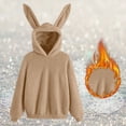 thumbnail image 2 of Xudanell Sweaters for Women Winter Casual Cute Solid Rabbit Ears Hoodie Sweatshirt Heavy Khaki M, 2 of 8