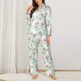 thumbnail image 2 of Honeii Lilies Flowers print Women's Pajama Sets Long Sleeve Button Down Sleepwear Nightwear Soft Pjs Lounge Sets-Large, 2 of 7