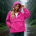 thumbnail image 2 of Women's Hooded Half-Zip Wind Jacket Ghalytn Drawstring Hem Loose Casual Pullover Outerwear with Pockets, 2 of 7