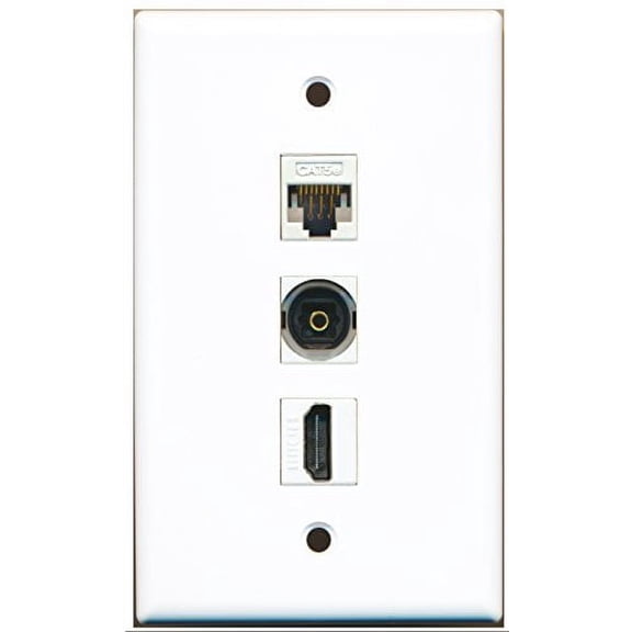 RiteAV - 1 Port HDMI and 1 Port Toslink and 1 Port Cat5e Ethernet White Wall Plate