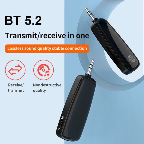 Transmisor Receptor Receptor Transmisor Adaptador de audio 3 en 1 AUX Hardsfree de 3,5 mm Llamada manos libres Compatible con Bluetooth 5.2