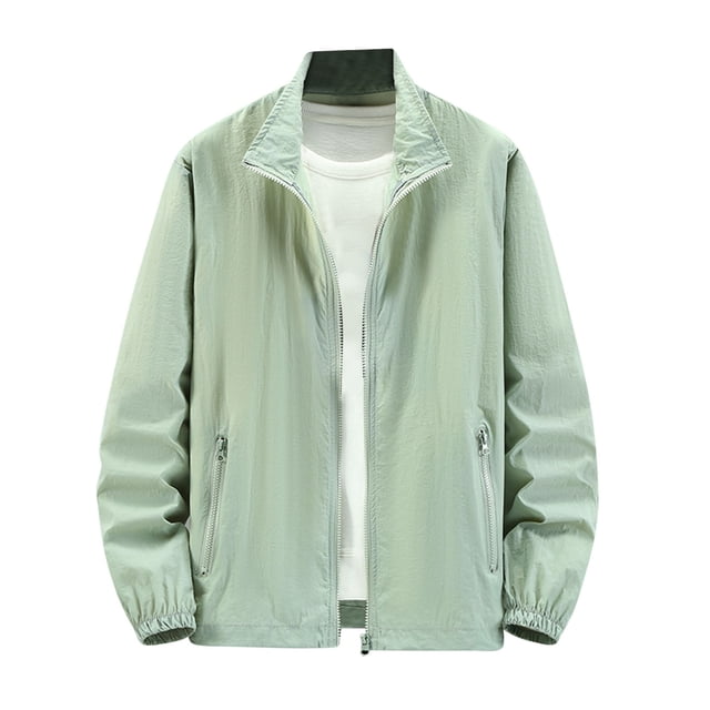Wzzjkit Fall Clothes Men's Casual Solid Color Lapel Long Sleeved Light Zipper Pocket