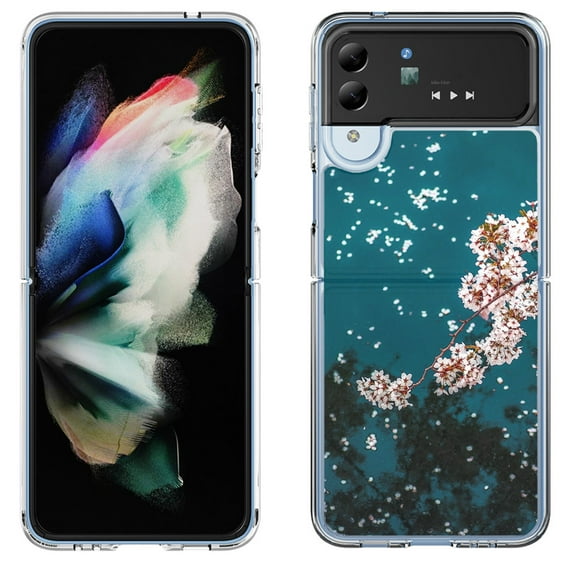 Shockproof Bumper Phone Case for Samsung Galaxy Z Flip 4 5G, by OneToughShield ® - Night Blossom