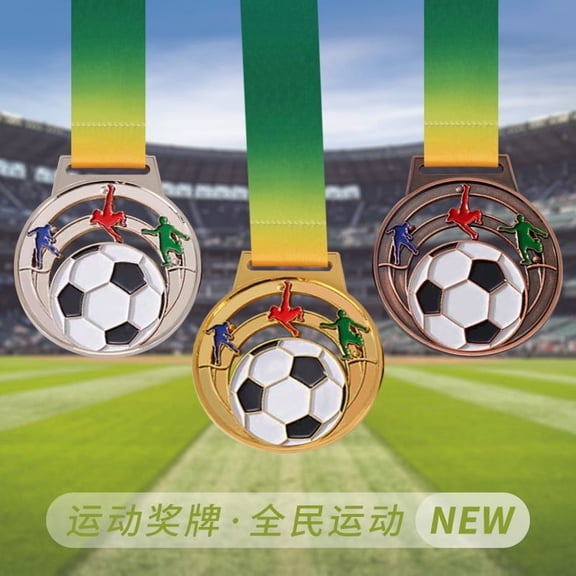 OUNONA Set of 6 Soccer Winner Medals, Alloy Metal Football Awards for Sports Day Competitions, Participation Prizes, Team Soccer