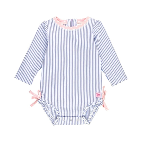 Traje de baño de una pieza para bebé RuffleButts Rufflebats con volantes y manga larga