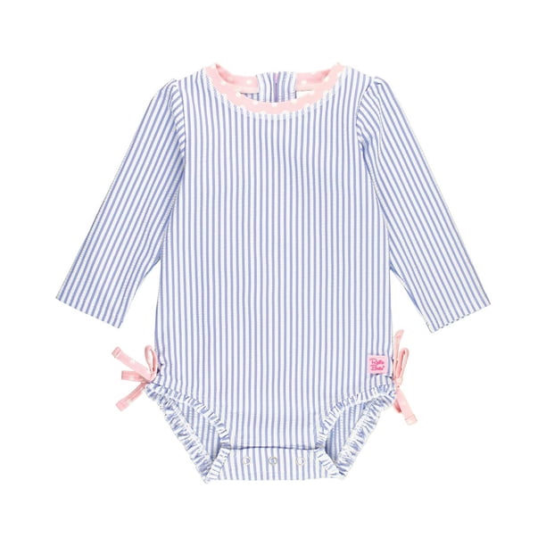Traje de baño de una pieza para bebé RuffleButts Rufflebats con volantes y manga larga