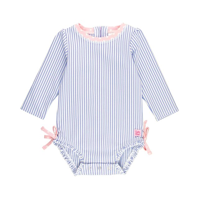 Traje de baño entero de manga larga con protección solar UPF 50+ de RuffleButts