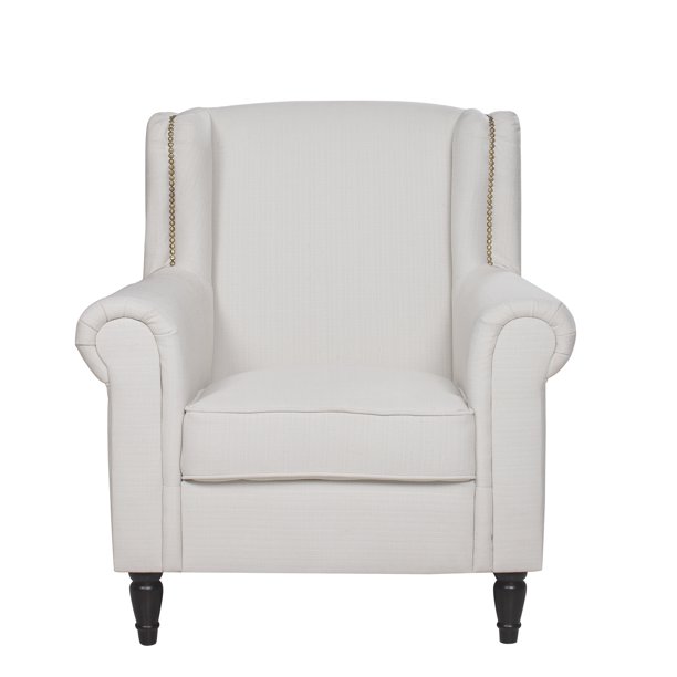 Classic Style Ivory Linen Armchair With Scroll Arms Walmart Com Walmart Com