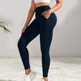 thumbnail image 2 of Women's High Waist Yoga Leggings with Pockets Drawstring Scrunch Detail Tummy Control Workout Training Pants, 2 of 9