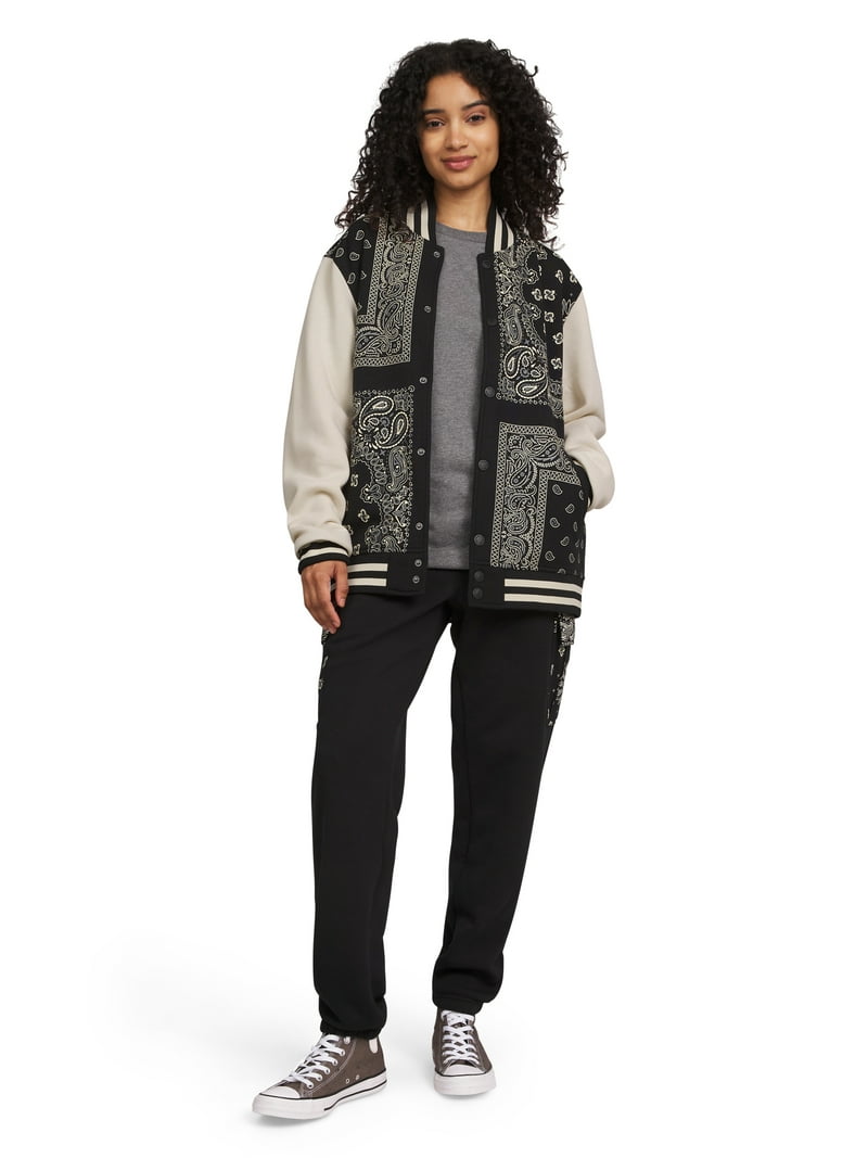Dogg Supply All Gender Paisley Fleece Varsity Jacket, Men's