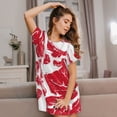 thumbnail image 3 of Pofeuu Abstract meat Print Women's Loose Fit Short Sleeve Nightgown, Comfortable Sleep Dress for Women, Casual Lounge Sleepwear, Soft Cotton Sleep Dress, 3 of 6