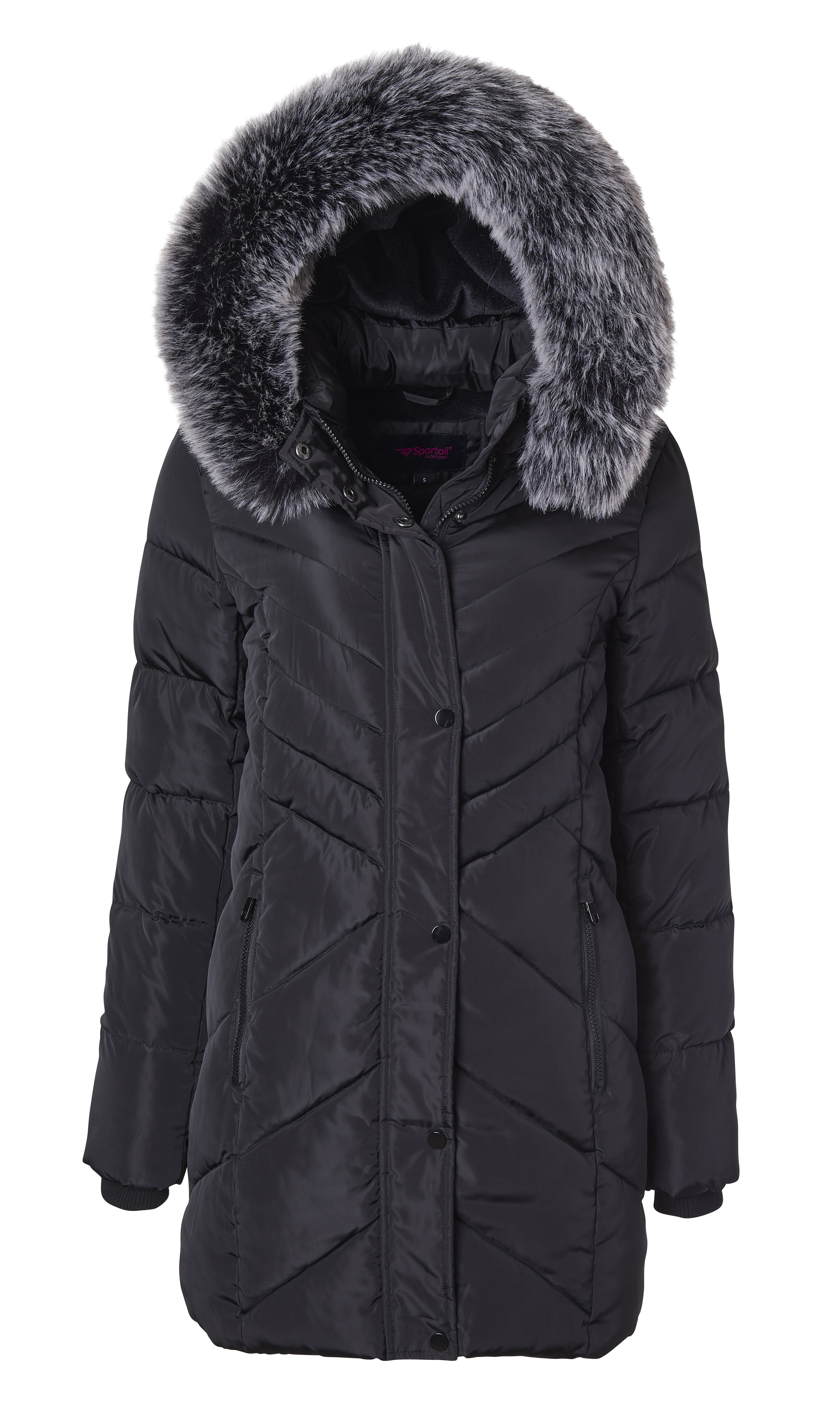 Puffer Jacket With Fur Hood Long - jacketl