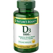 Nature's Bounty Vitamin D3 Softgels, 25 mcg, 1000 IU, 250 Ct Walmart