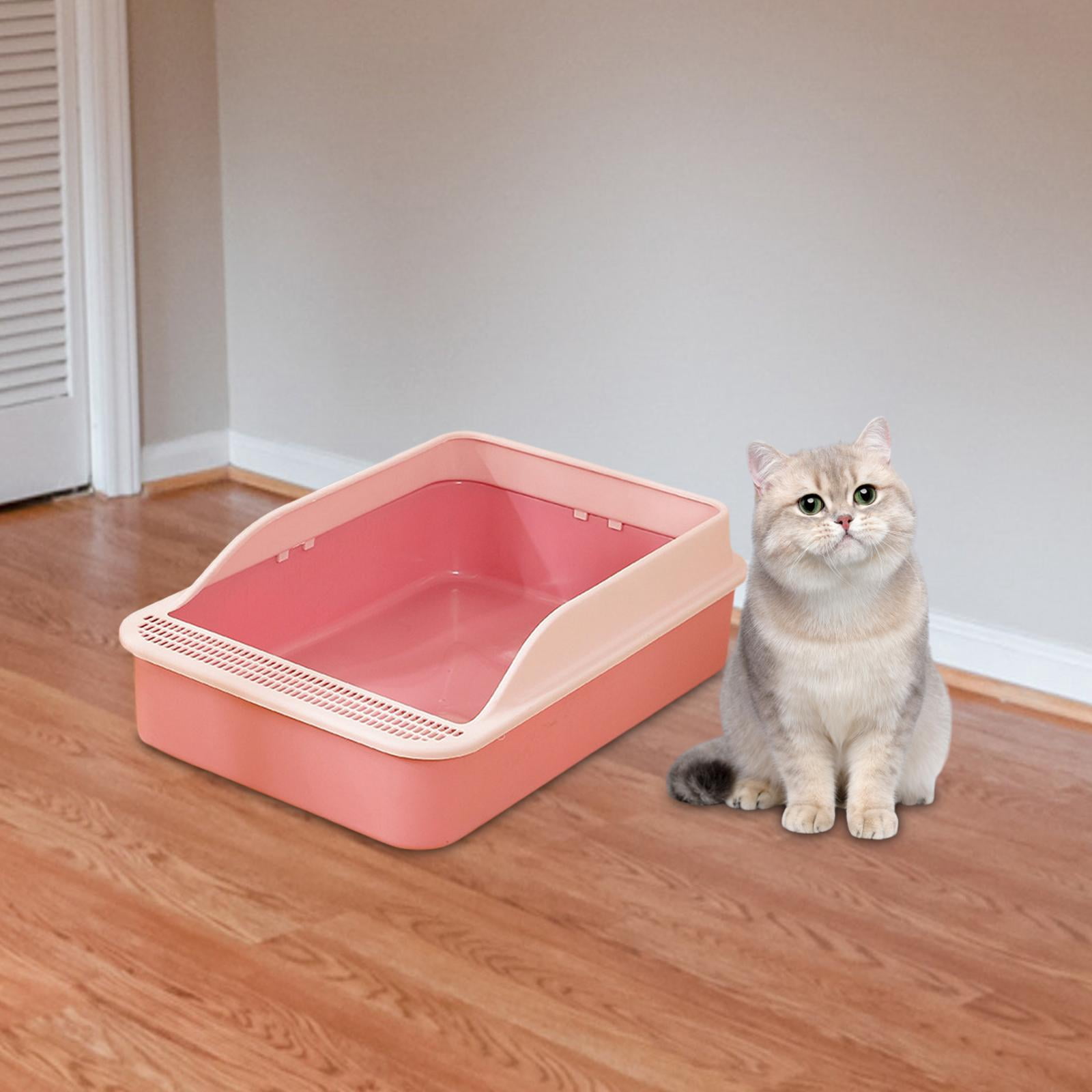 Tooyful Cat Potty Toilet High Sided Anti Splashing Prevent Sand Leakage Cat Toilet Pet Litter Tray for Small Animals Travel Indoor Cats pink M