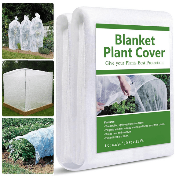 XKDOUS Plant Covers Freeze Protection,10 Ft x 33 Ft 1.05 oz/yd² Reusable Floating Row Cover, Garden Fabric Plant Cover Freeze Protection Plant Blankets for Cold Weather
