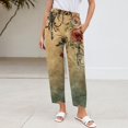 thumbnail image 5 of WTOBBY Women's Retro Floral Print Casual Wide Leg Elastic Waist Pants with Pockets, Summer Loose Trousers for Women, Comfortable and Flowy Design,Army Green L, 5 of 5