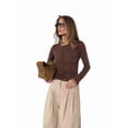 thumbnail image 6 of Seamless Women'S Long Sleeve Crop Yoga Top - High Stretch, Ideal for Gym & Yoga Brown L, 6 of 9