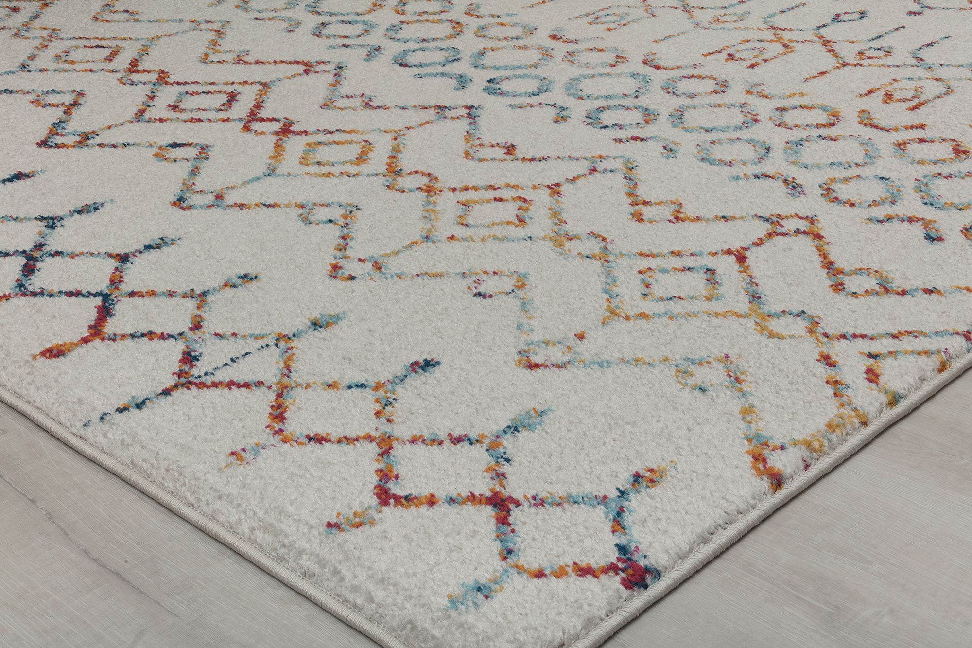 Mason Brooks Ryder KN40A Festive Brilliance Moroccan Tribal White Area Rug, 5'0" x 7'0"