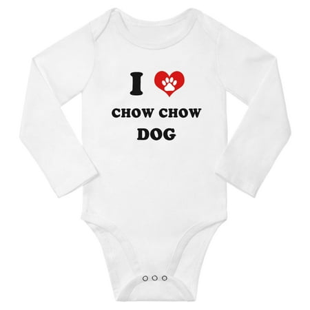 

I Heart Chow Chow Dog Baby Long Rompers Bodysuit (White 18-24 Months)