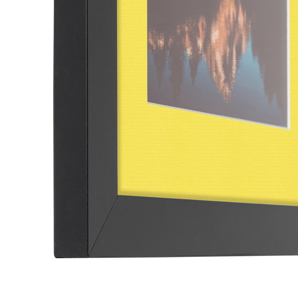 ArtToFrames 14x14" Matted Picture Frame with 10x10" Single Mat Photo Opening Framed in 1.25" Satin Black and 2" Canary Mat (FWM-3926-14x14)