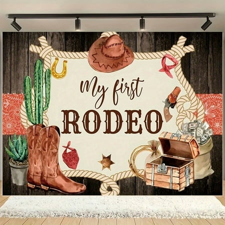 My First Rodeo 1st Birthday Backdrop Western Cowboy First Birthday Photography Background Wild West Rodeo Mexican Cactus Baby Shower Birthday Party Decorations Banner Supplies Photo Booth Props