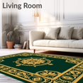 thumbnail image 2 of ODIKA 6x9 Machine Washable Non-Slip Area Rug, Victorian Laurel Medallion Botanical Scrollwork High Traffic Rug with Pad, Green, 663518, 2 of 8