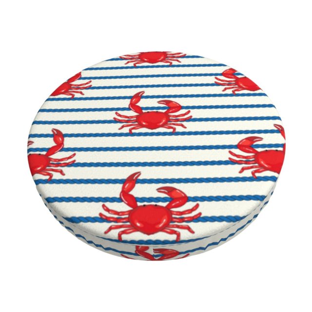 Balery Cute Red Crabs With Nautical Fundas de asiento para taburete de bar redondo de tela de terciopelo ajustables que protegen de arañazos y manchas para sillas de 14 a 17 pulgadas.-12 inch