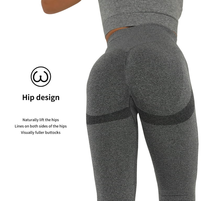 EASTIN Womens Seamless Butt Lift Leggings High Waisted Yoga Pants Ribbed  Workout Slimming Tights Gray/L