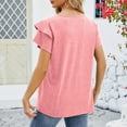 thumbnail image 4 of Plebaso Women's Ruffle Short Sleeve Tunic Tops Pleated Crew Neck Casual Summer Shirts Vacation Beach, 4 of 6