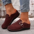 thumbnail image 3 of Women's Platform Clogs Wide Toe Box Lightweight Non Slip Mules Comfortable Suede Closed Toe Slip On Wedge Sandals Red Size 9, 3 of 6