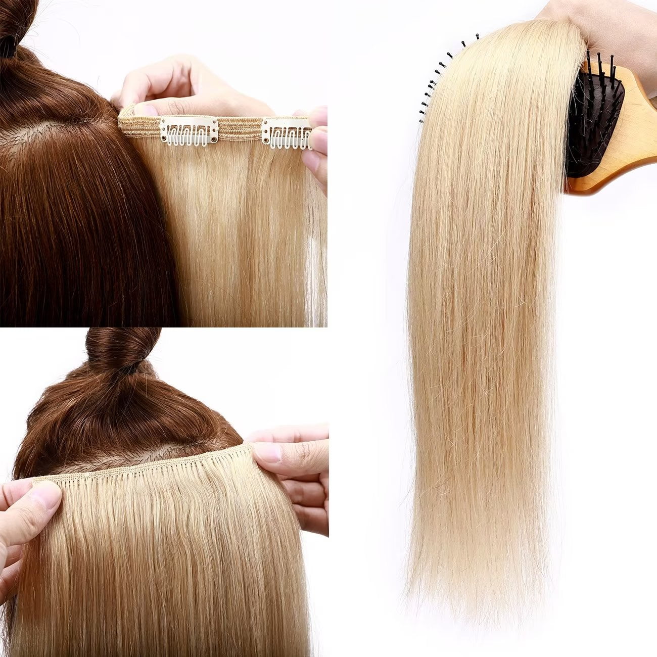 SEGO Clip in 100% Human Hair Extensions Real Thick Remy Hair Full Head 8 PCS Hair Pieces for Woman Balayage Black Brown Blonde