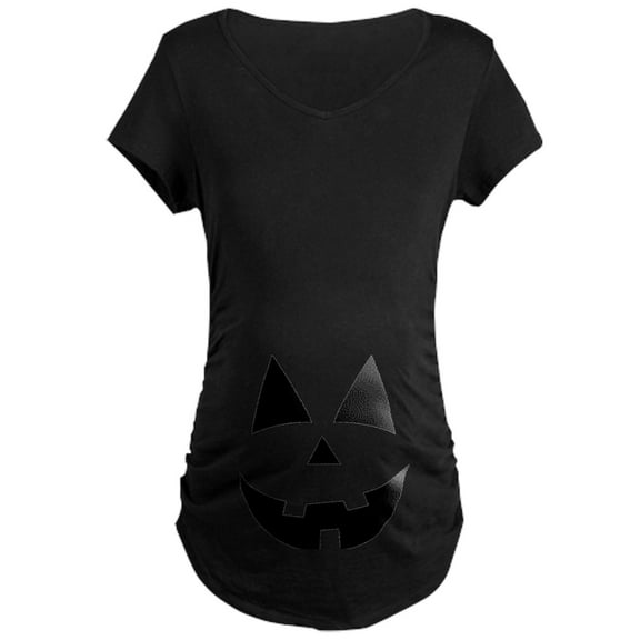CafePress - Pumpkin Face Maternity T Shirt - Maternity Dark T-Shirt