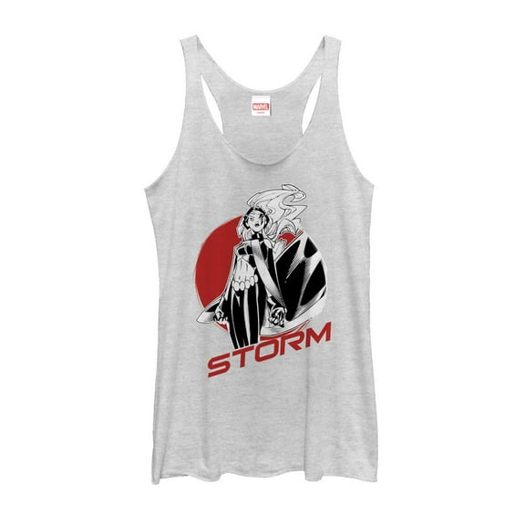 Women's Marvel X-Men Storm Badge Racerback Tank Top White Heather X Small