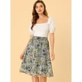 thumbnail image 2 of Unique Bargains Jupe Midi à Volants Superposés à Imprimé Floral pour Femme, Bleu Foncé, m, 2 of 6