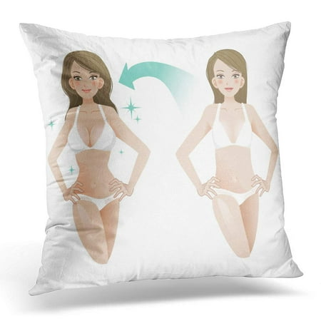 ECCOT Brown Breast Beautiful Woman Before and After Cosmetic Surgery in White Lingerie Big Pillowcase Pillow Cover Cushion Case 16x16