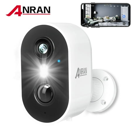 ANRAN 2K Wireless Outdoor Security Camera with Spotlight, Waterproof, PIR Detection, 2.4Ghz Wi-Fi, Rechargeable Battery Powered Home Surveillance Camera with Color Night Vision, 2-Way Audio, White