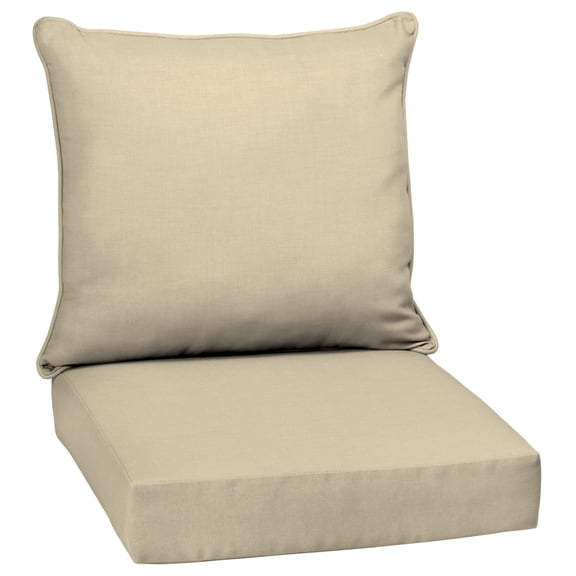 Arden Selections Outdoor Deep Seat Cushion Set, 24 x 24, Water Repellent, Fade Resistant, Deep Seat Bottom and Back Cushion for Chair, Sofa, and Couch, 24 x 24, Tan Leala