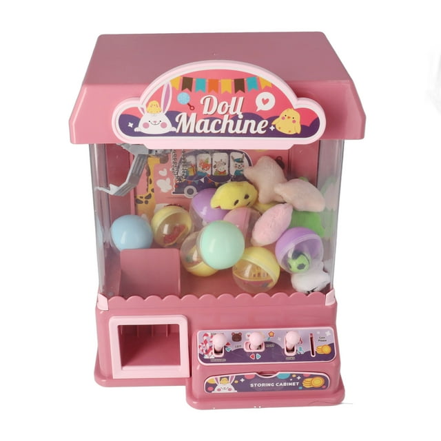 Mini Claw Machine For Kids, Doll Grabber Machine with 10 Dolls, Cool Light Music, Grabber Game Toy For Party