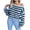 Blue, variant on IROINNID Womens Sweater One-Shoulder Pullover Sweater Stripes Comfy Mid-Length Long Sleeve Sweater