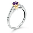 thumbnail image 3 of Gem Stone King 0.43 Ct Purple Amethyst G/H Lab Grown Diamond 10K White and Yellow Gold Engagement Ring (Size 6), 3 of 4