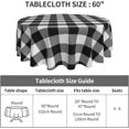 thumbnail image 3 of Gingham Buffalo Check Black And White Plaid Farm Waterproof Picnic Patio Party Round Table Cloth Cover Decorations Fabric 60 Inch Circular Tablecloth For 20-47 Inch Home Dining Room Kitchen Decor, 3 of 5