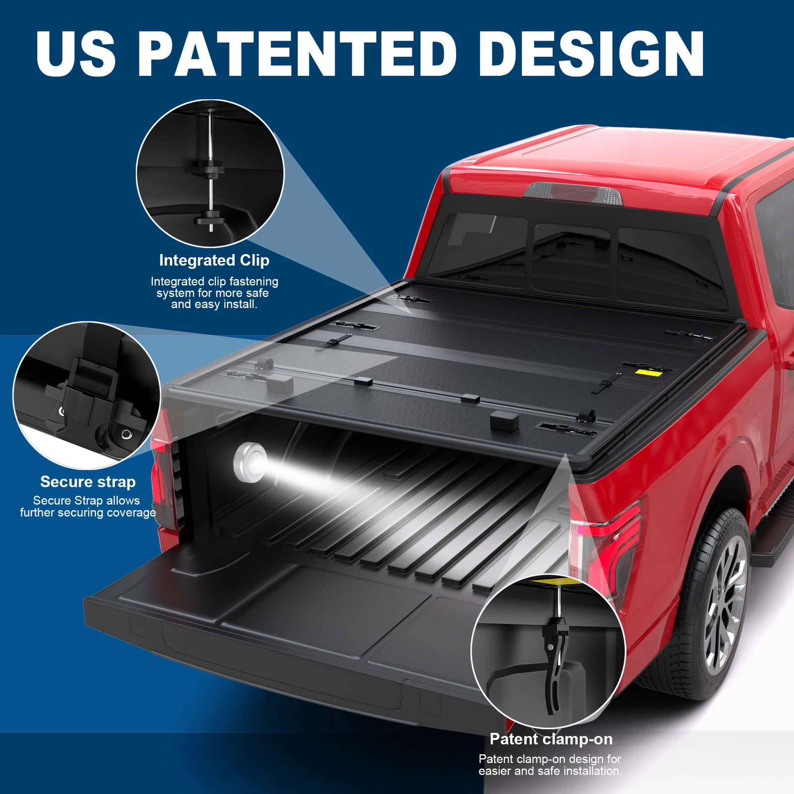 MOSTPLUS FRP 6.5FT 4-Fold Hard Truck Tonneau Cover for 2007-2026 Toyota Tundra Truck Bed On Top Quad Fold