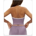 thumbnail image 3 of Women Halter Neck Yoga Tank Top Contrast Trim Slim Fit Workout Athletic Top, 3 of 9