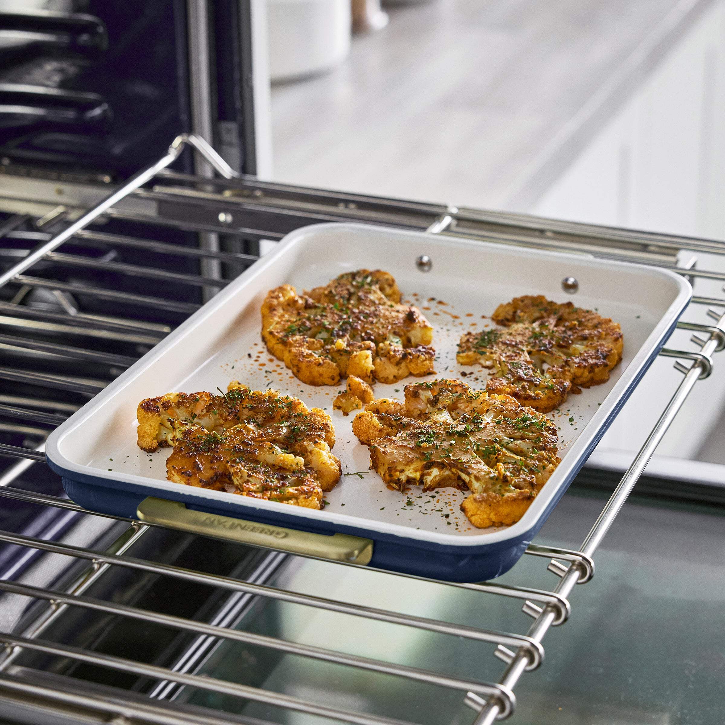 GreenPan Reserve 13" x 9" Quarter Sheet Baking Pan, Ceramic Nonstick Baking Pan, Oxford Blue