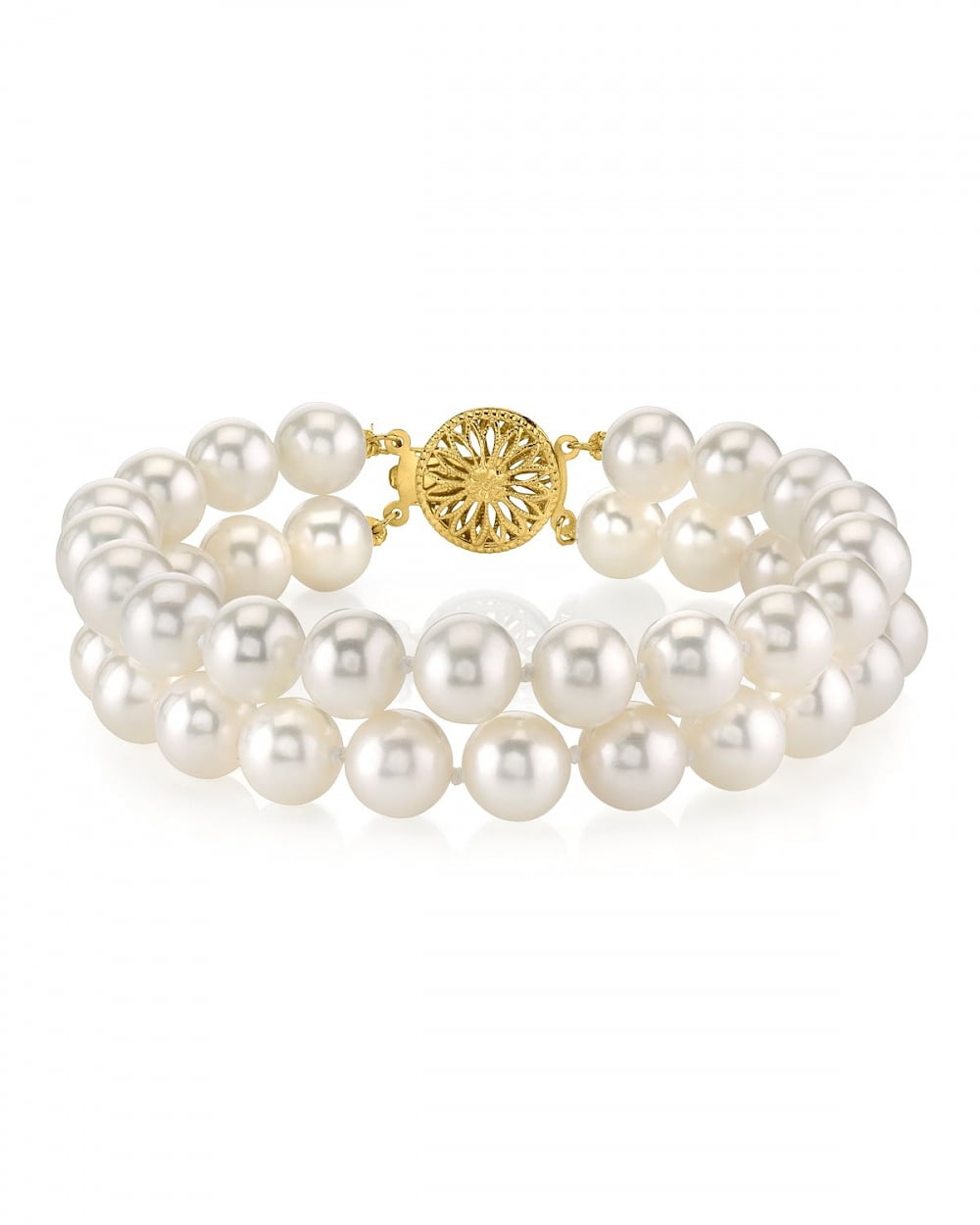 White  Round 7-8mm Pearl Bracelet 14k Gold P Pearl Bracelet Filled