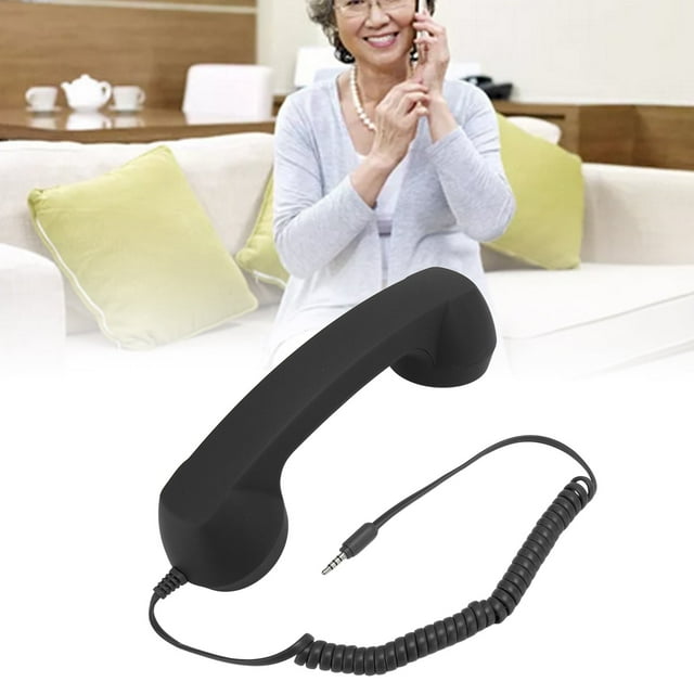 Combiné Téléphonique Rétro Vintage Récepteur de Cellulaire Prise 3.5mm Combiné Filaire avec Interrupteur Sonore pour Téléphone Intelligent PC
